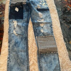 Desigual Distressed Blue and Black Boyfriend Jeans